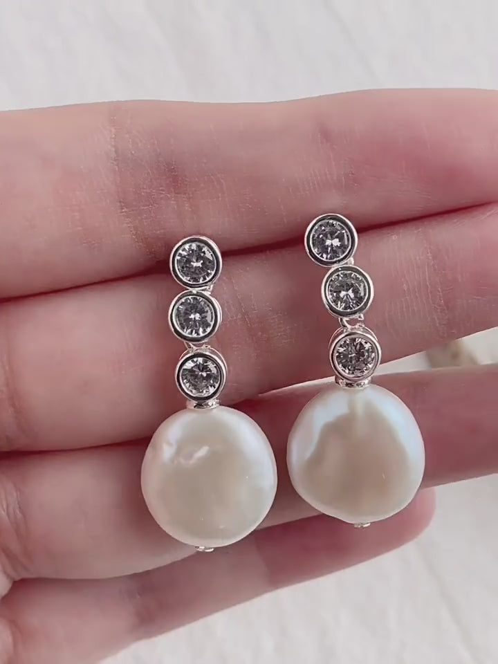 Starlight Cubic Zirconia Baroque Pearl Earrings gembea jewelry