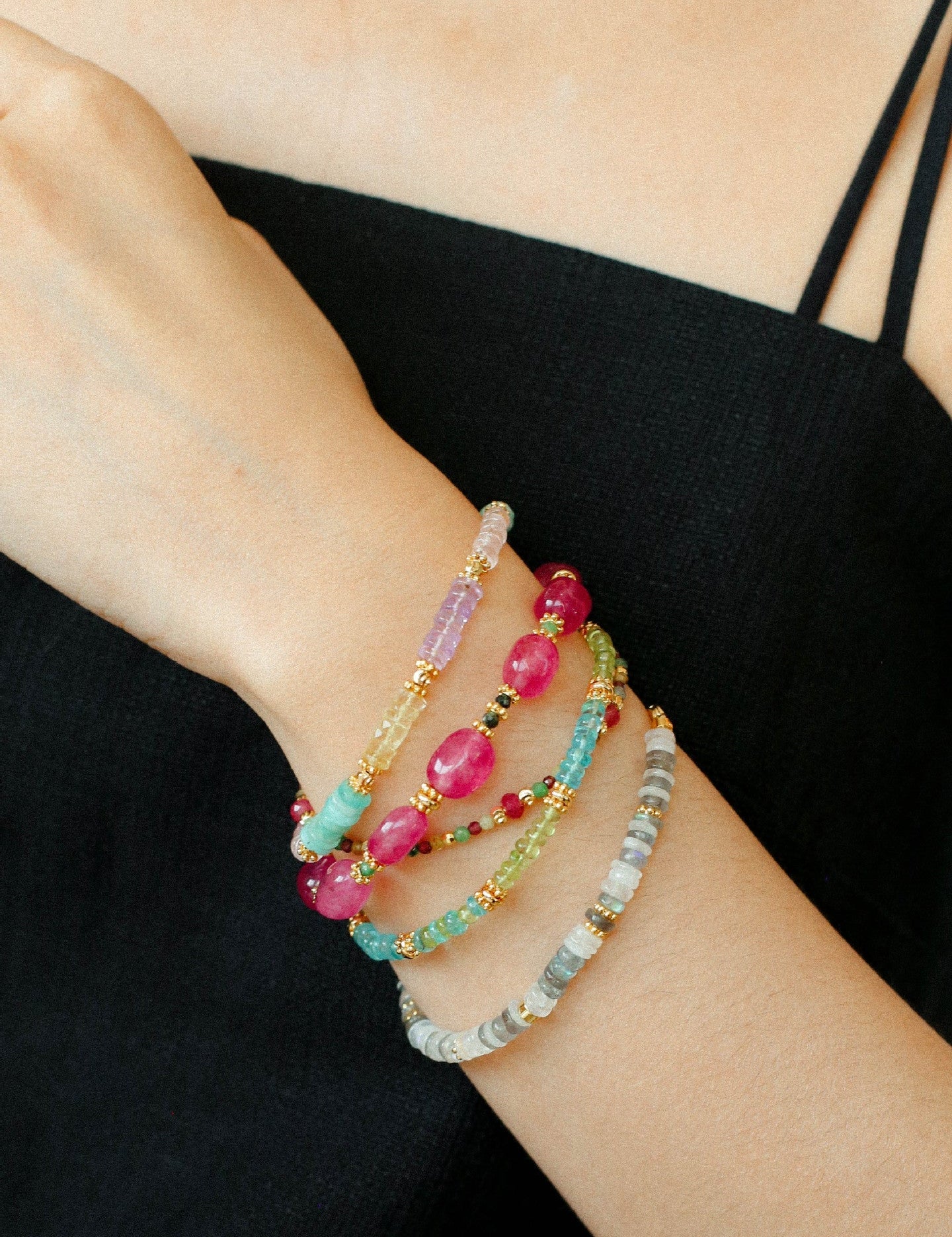 Joy Beads Rainbow Crystal Bracelet-Gembea Jewelry