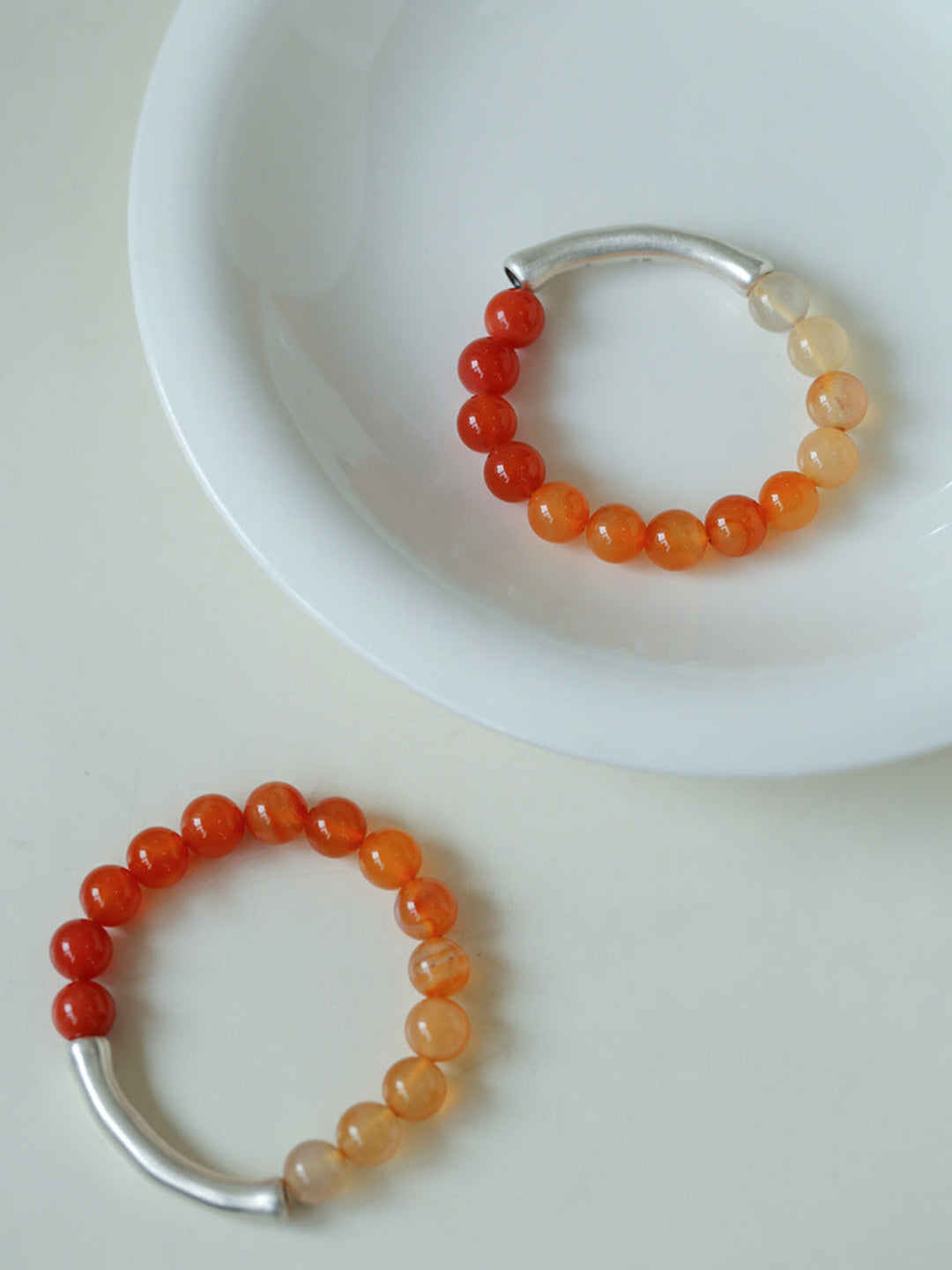 Red Agate Stretch Beaded Bracelet