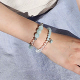 Aquamarine White Crystal Beaded Bracelet