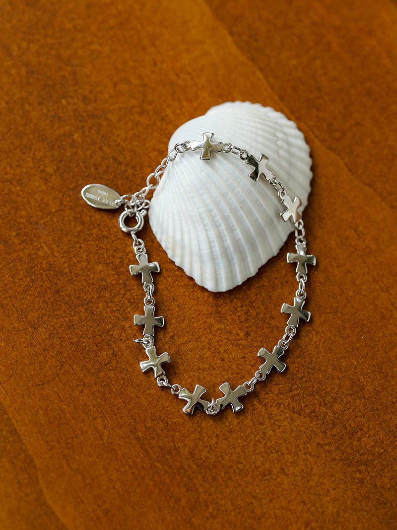 Simple Cross Gold Silver Chain Bracelet gembea jewelry
