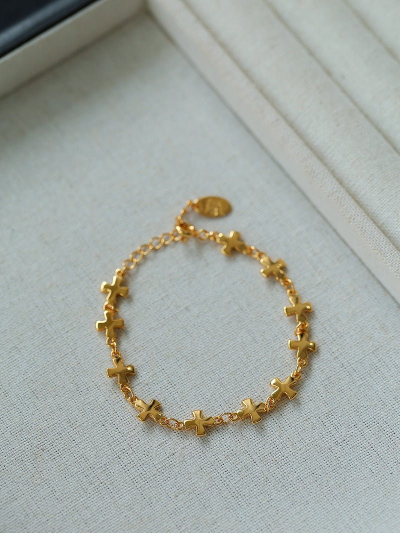 Simple Cross Gold Silver Chain Bracelet gembea jewelry