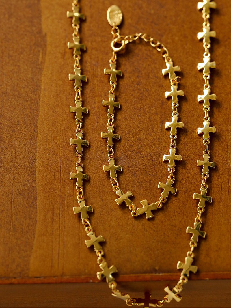 Simple Cross Gold Silver Chain Bracelet gembea jewelry