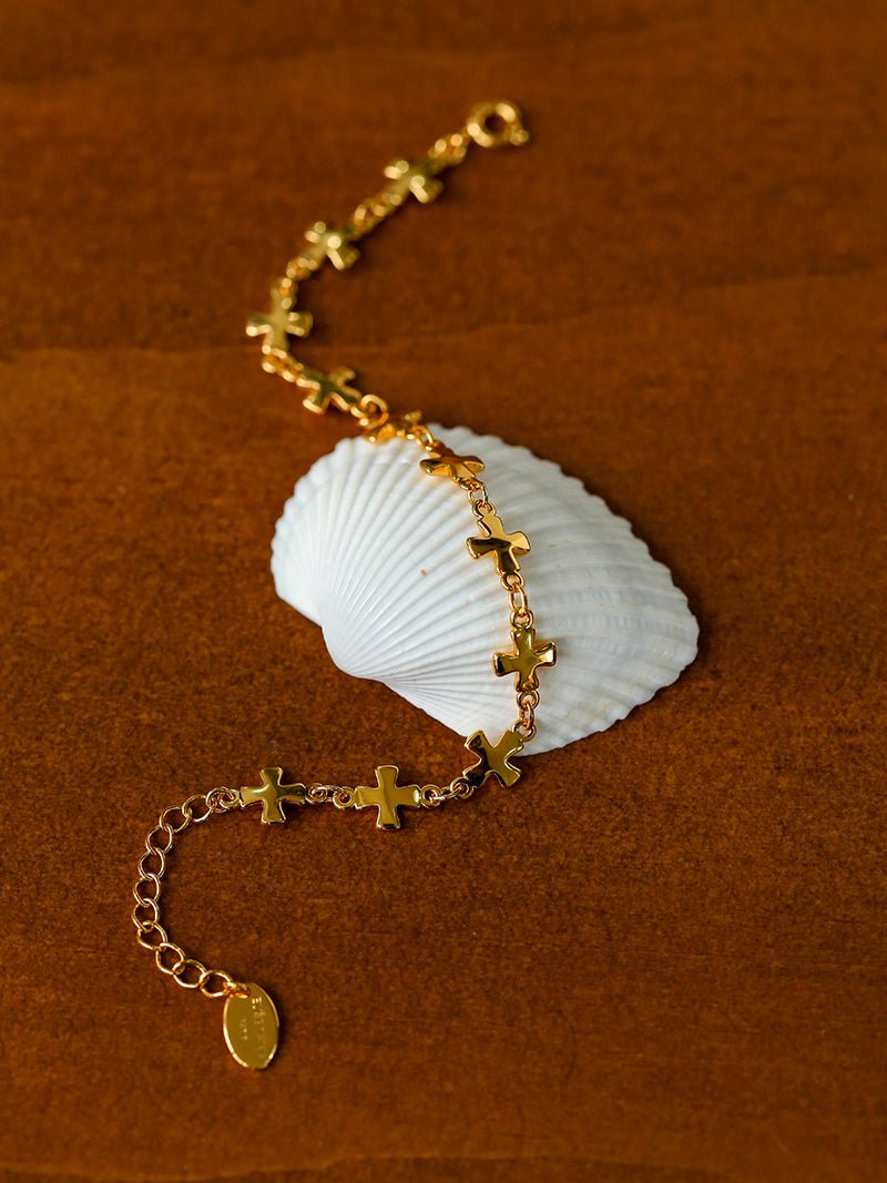 Simple Cross Gold Silver Chain Bracelet gembea jewelry