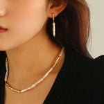 Simple Long Baroque Toothpick Pearl Necklace-Gembea Jewelry