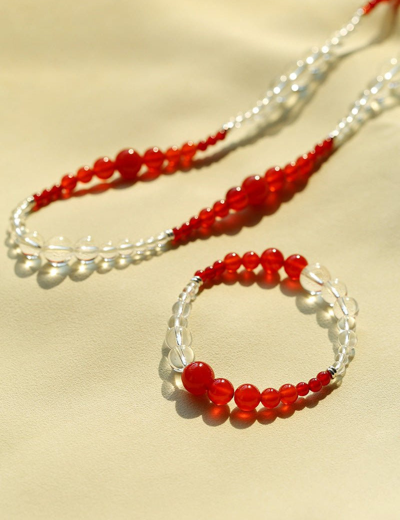 Sunlit Glow Gradient Red Agate Bracelet-Gembea Jewelry