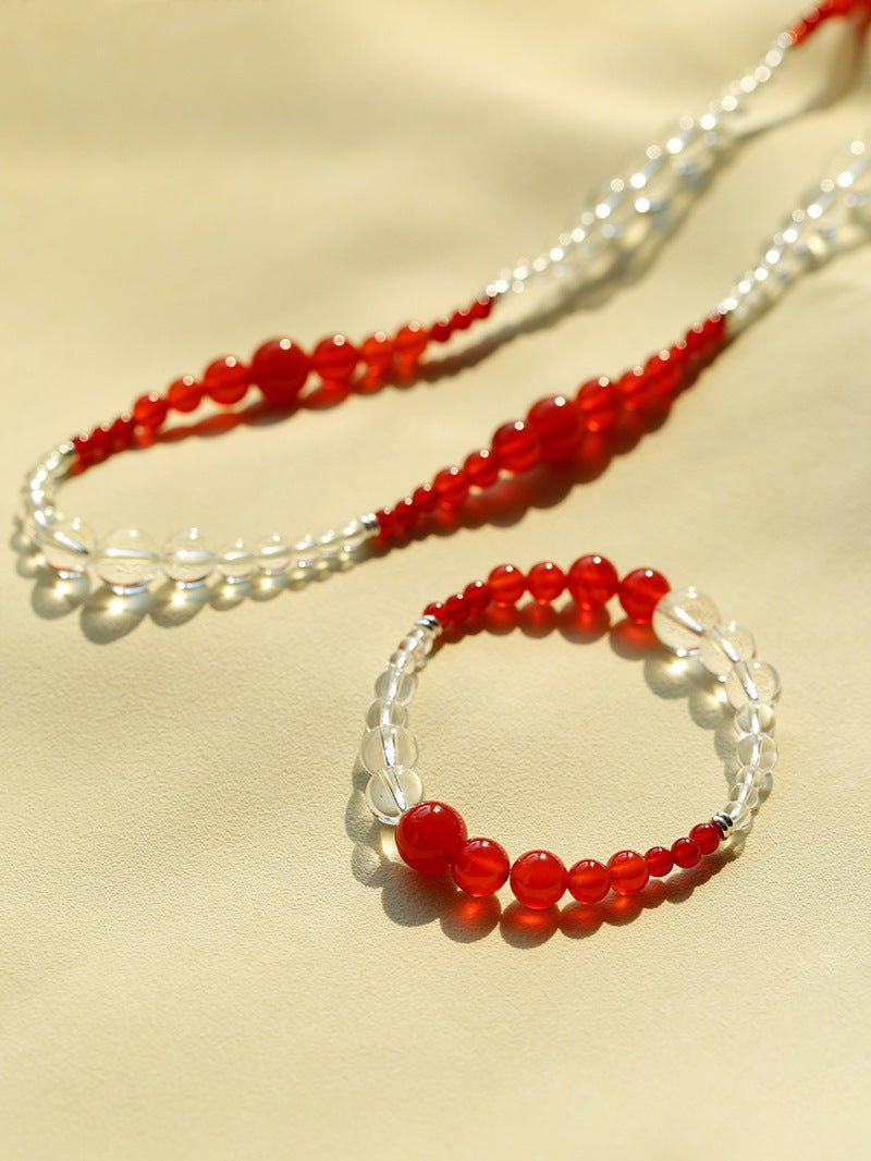 Sunlit Glow Gradient Red Agate Necklace-Gembea Jewelry