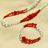 Sunlit Glow Gradient Red Agate Necklace-Gembea Jewelry