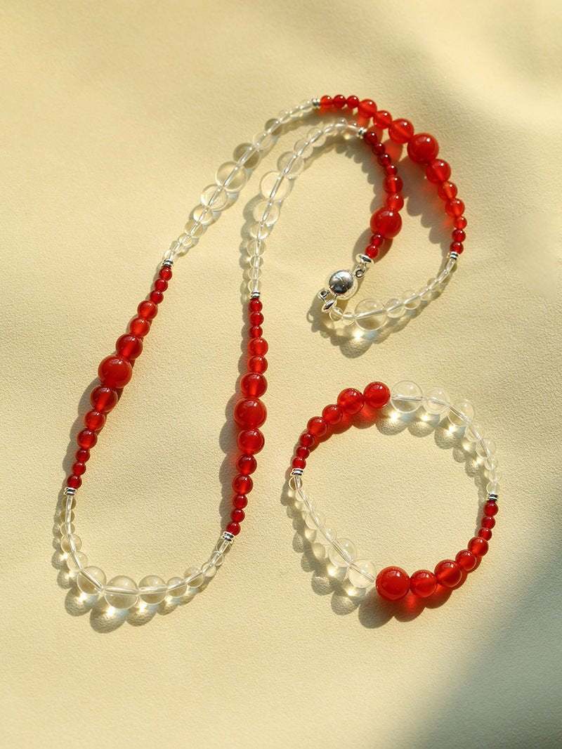 Sunlit Glow Gradient Red Agate Necklace-Gembea Jewelry