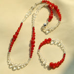 Sunlit Glow Gradient Red Agate Necklace-Gembea Jewelry