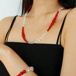 Sunlit Glow Gradient Red Agate Necklace-Gembea Jewelry