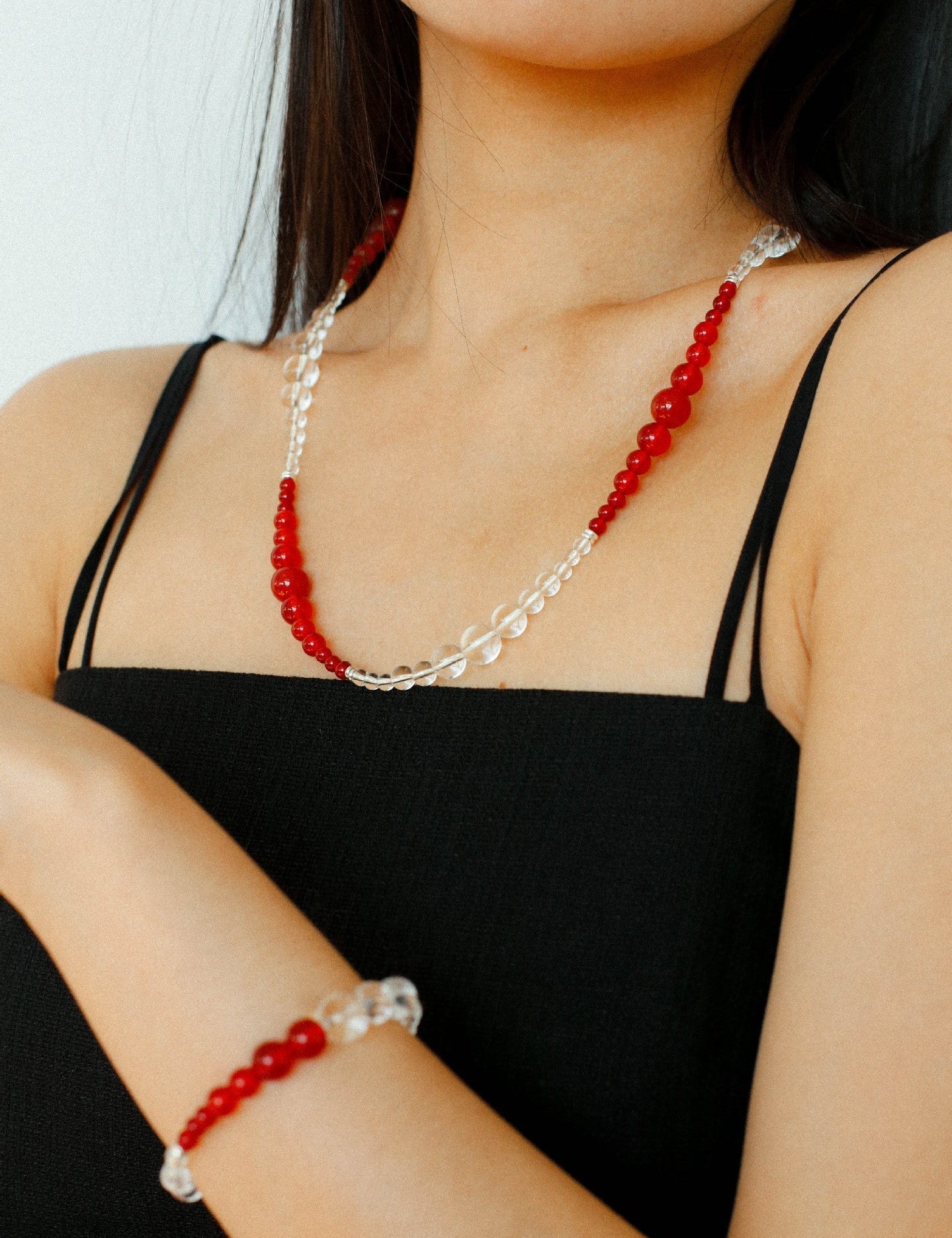 Sunlit Glow Gradient Red Agate Necklace-Gembea Jewelry