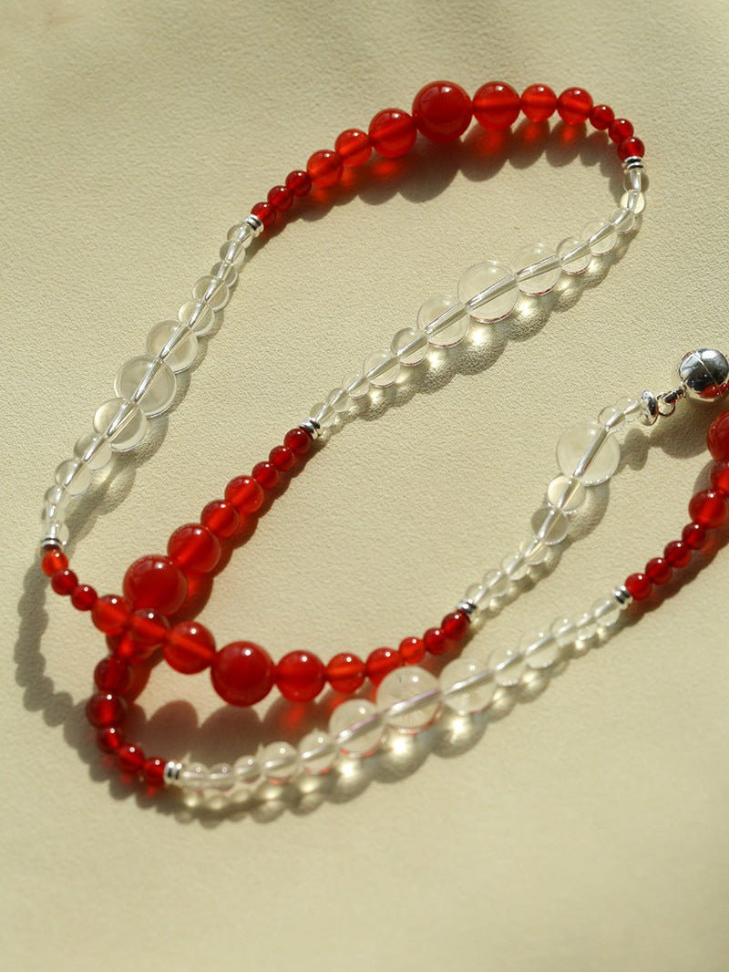 Sunlit Glow Gradient Red Agate Necklace-Gembea Jewelry