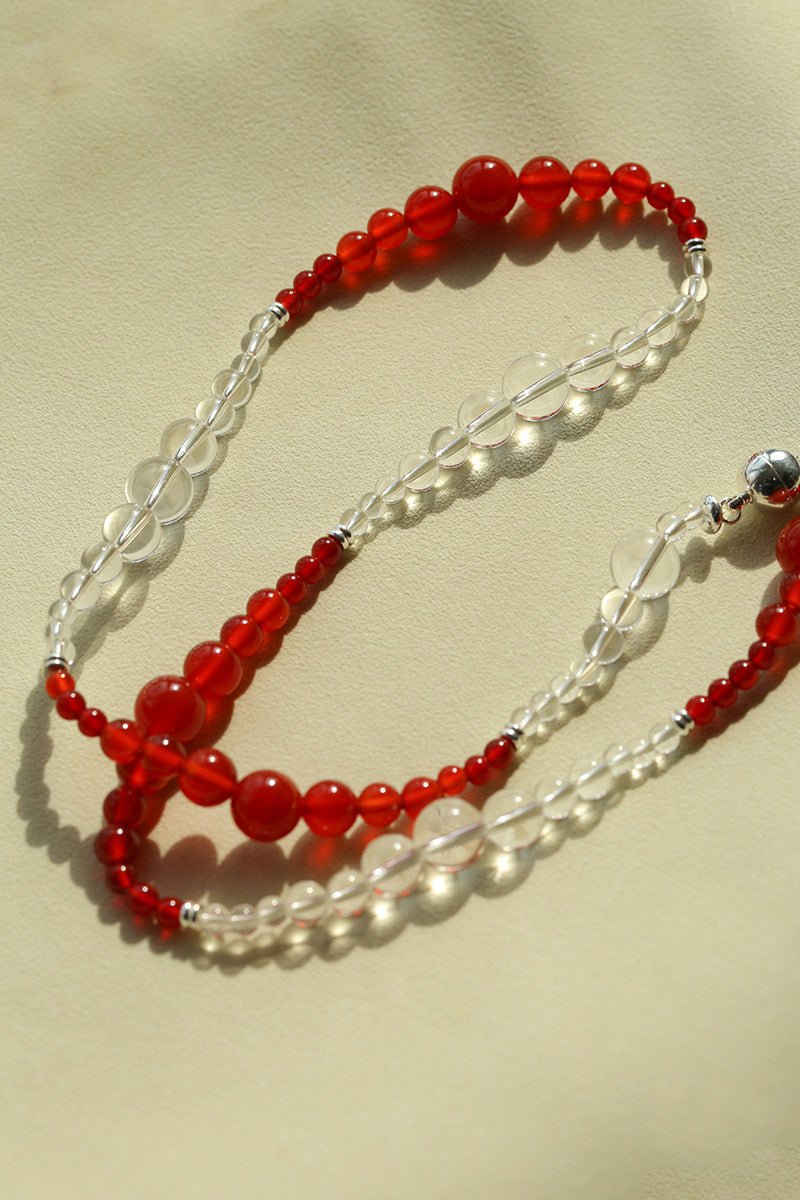 Sunlit Glow Gradient Red Agate Necklace-Gembea Jewelry