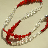 Sunlit Glow Gradient Red Agate Necklace-Gembea Jewelry