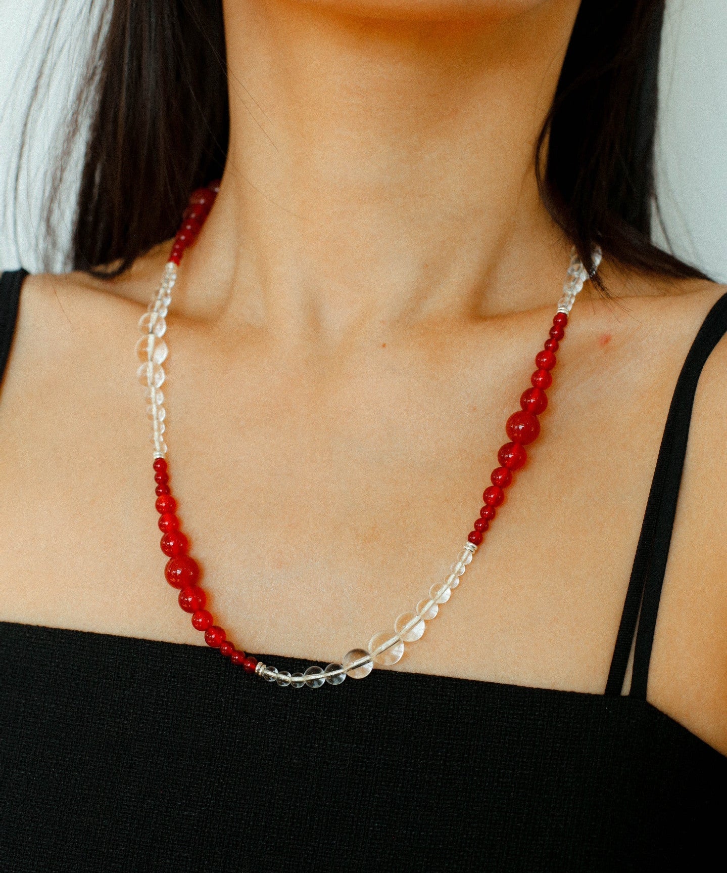 Sunlit Glow Gradient Red Agate Necklace-Gembea Jewelry