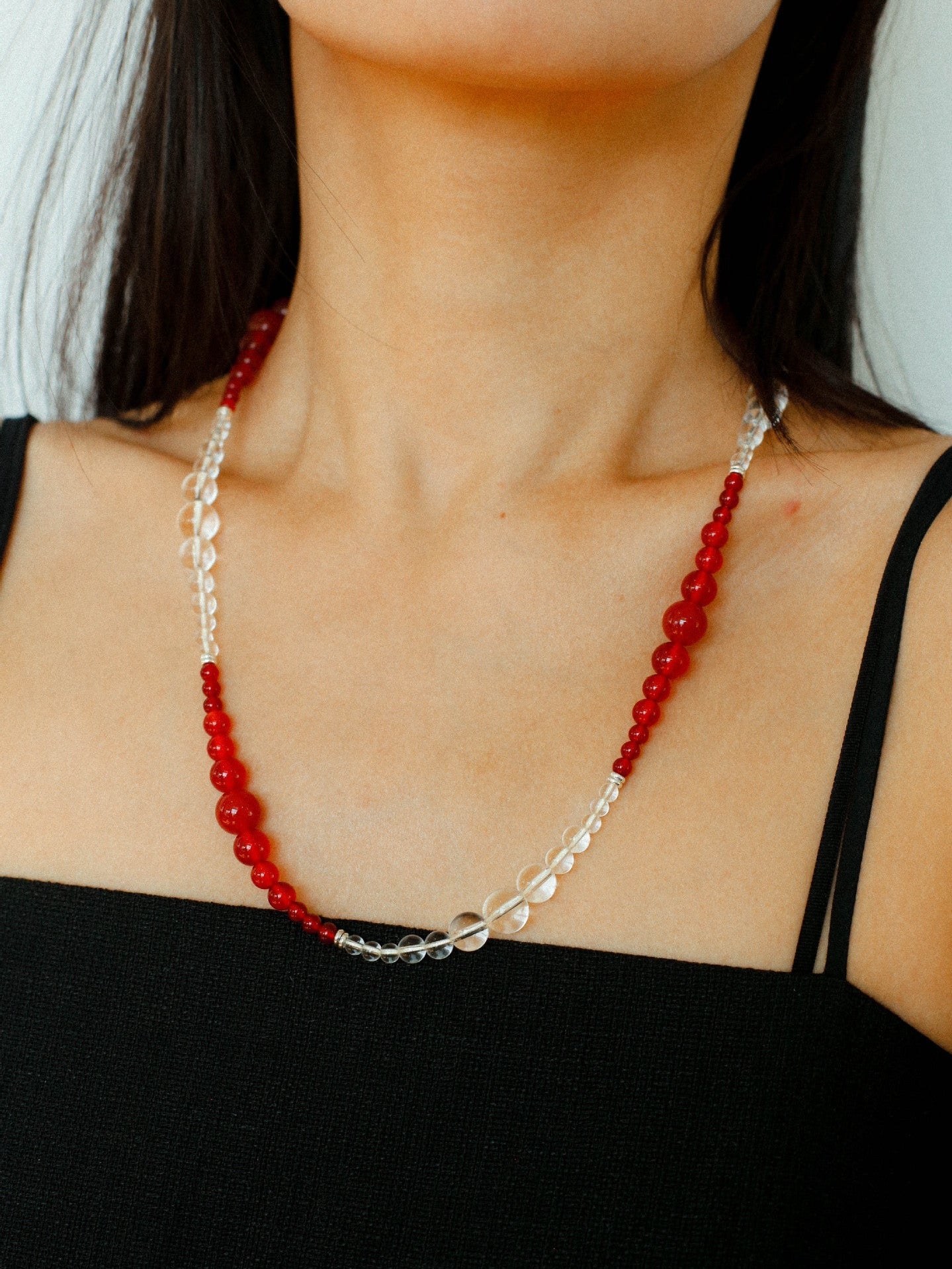Sunlit Glow Gradient Red Agate Necklace-Gembea Jewelry