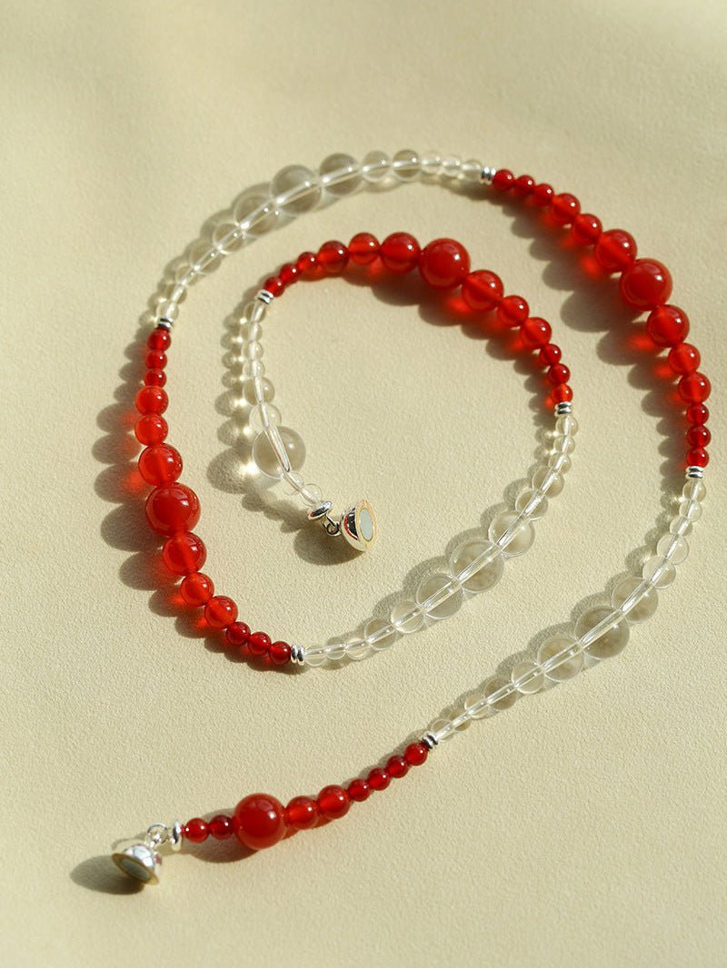 Sunlit Glow Gradient Red Agate Necklace-Gembea Jewelry