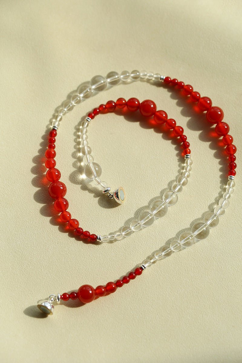 Sunlit Glow Gradient Red Agate Necklace-Gembea Jewelry