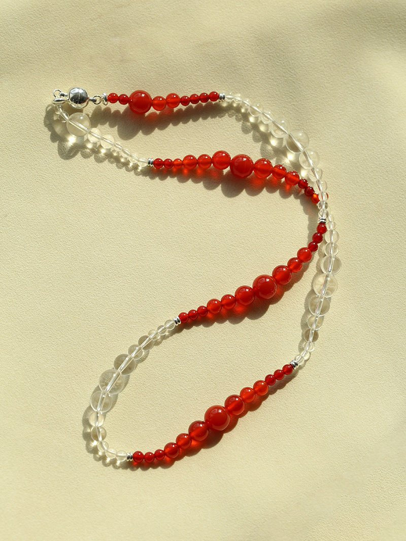 Sunlit Glow Gradient Red Agate Necklace-Gembea Jewelry