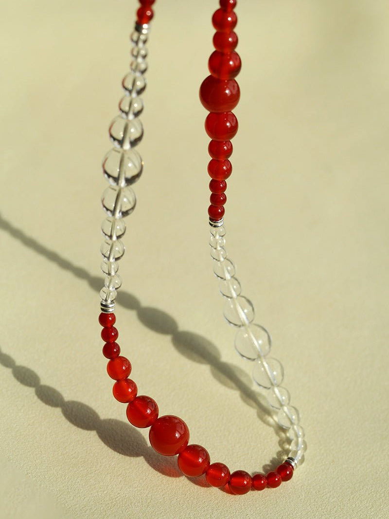 Sunlit Glow Gradient Red Agate Necklace-Gembea Jewelry
