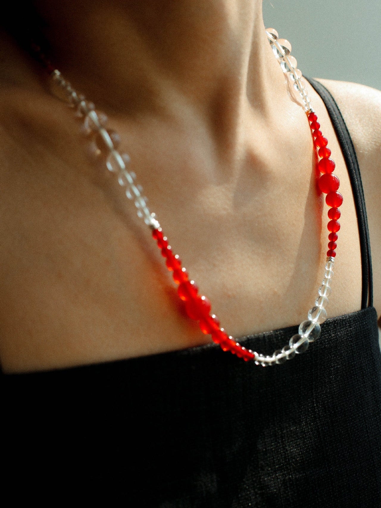 Sunlit Glow Gradient Red Agate Necklace-Gembea Jewelry