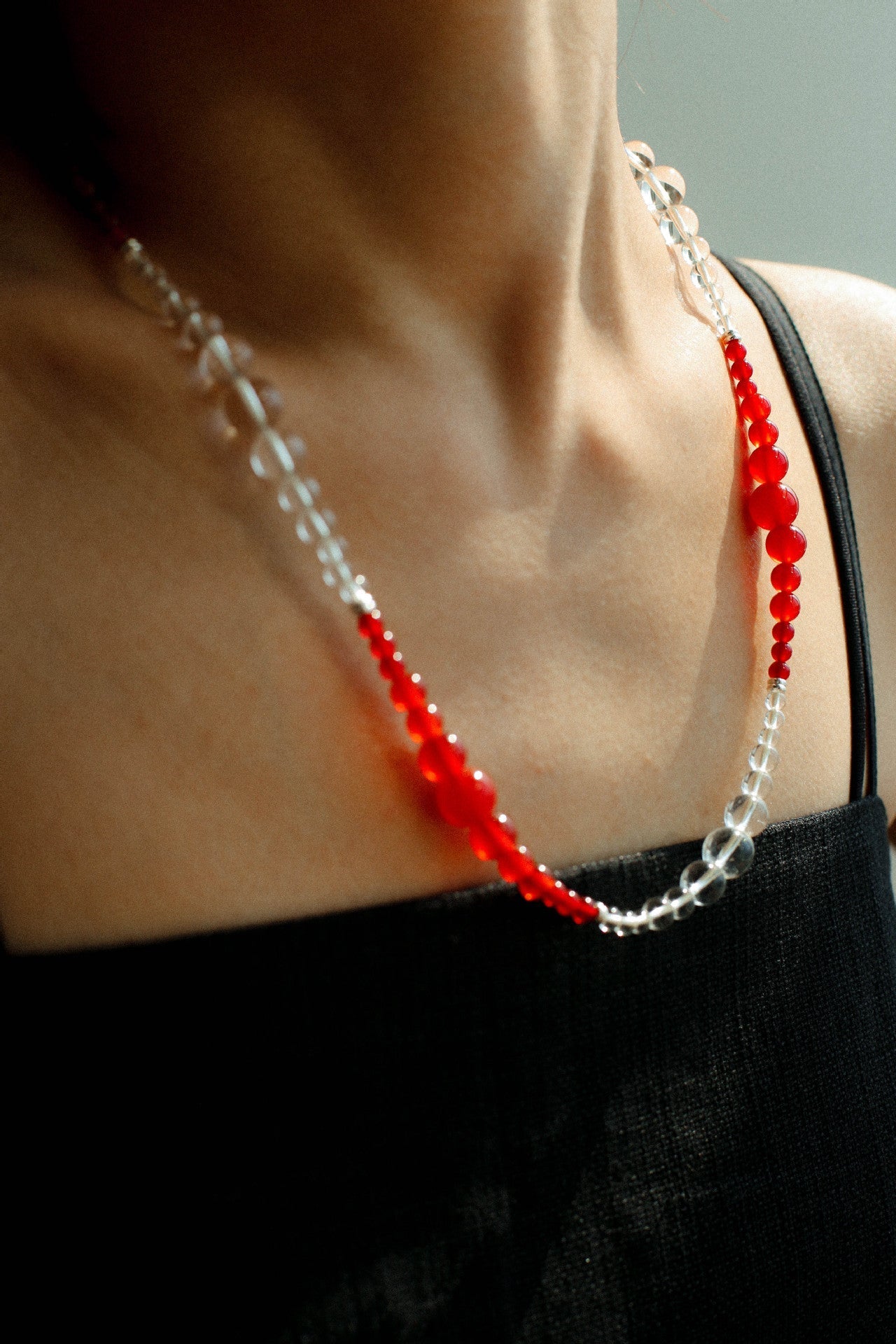 Sunlit Glow Gradient Red Agate Necklace-Gembea Jewelry