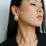 Sun Glow Bold Elegant Gold Silver Stud Earrings gembea jewelry