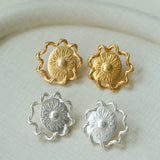 Sun Glow Bold Elegant Gold Silver Stud Earrings gembea jewelry