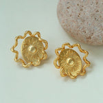 Sun Glow Bold Elegant Gold Silver Stud Earrings gembea jewelry