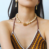 Sun Golden Conch Shell Bead Necklace gembea jewelry