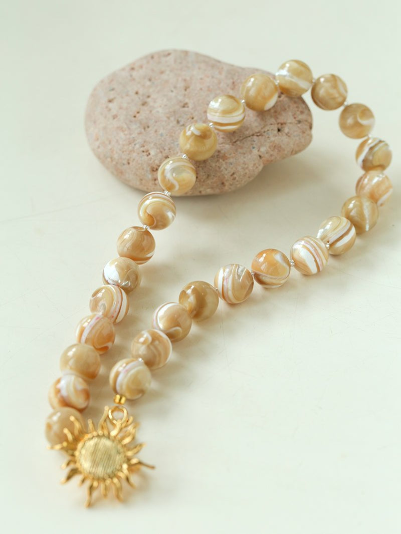 Sun Golden Conch Shell Bead Necklace gembea jewelry