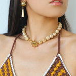 Sun Golden Conch Shell Bead Necklace gembea jewelry