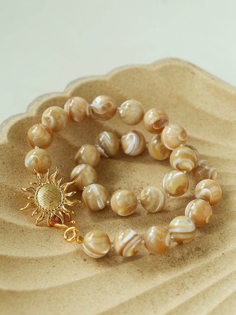 Sun Golden Conch Shell Bead Necklace gembea jewelry