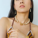 Sun Golden Conch Shell Bead Necklace gembea jewelry