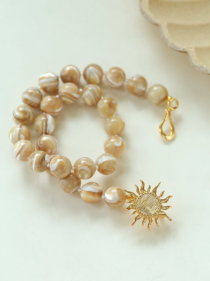 Sun Golden Conch Shell Bead Necklace gembea jewelry