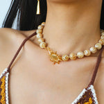 Sun Golden Conch Shell Bead Necklace gembea jewelry