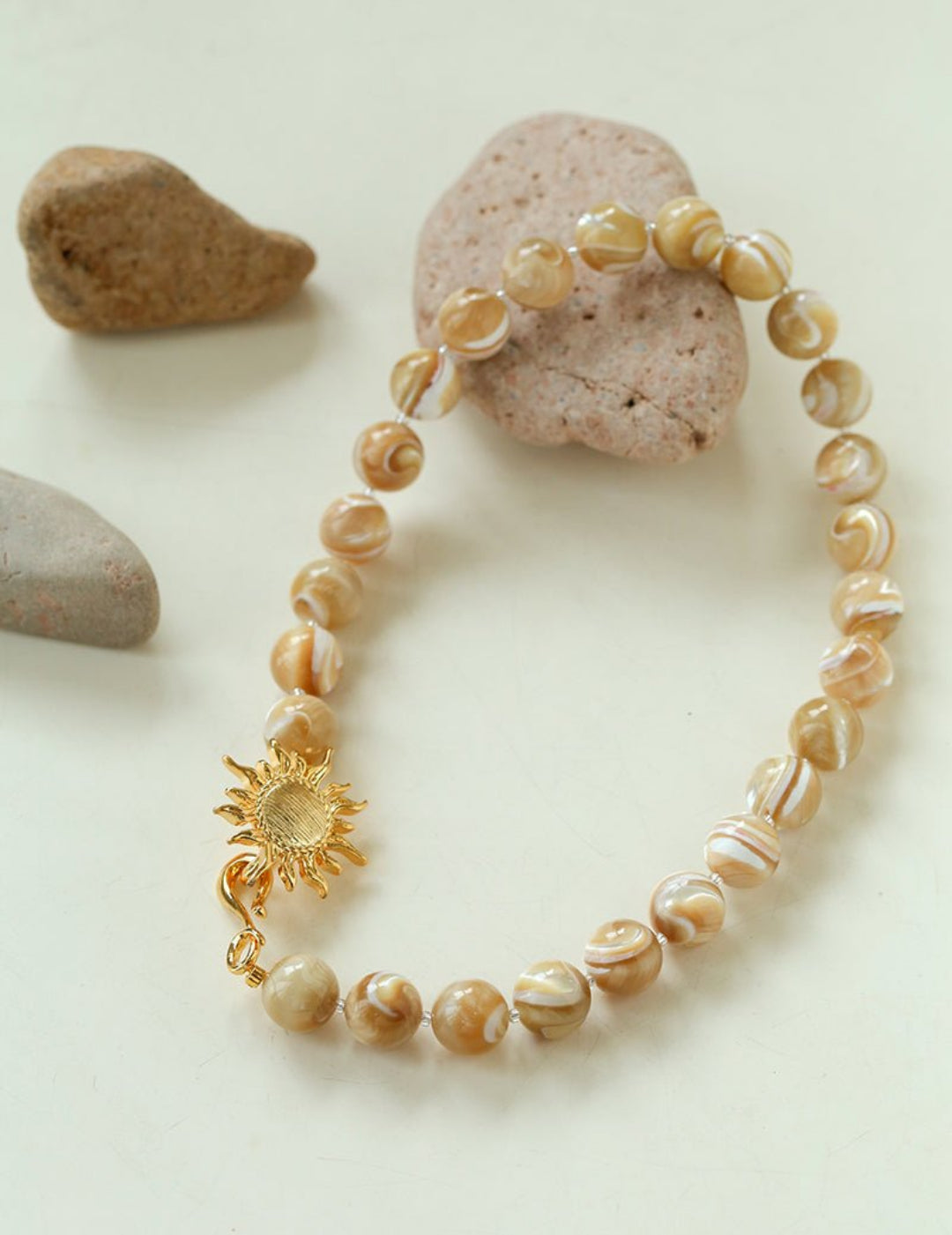 Sun Golden Conch Shell Bead Necklace gembea jewelry