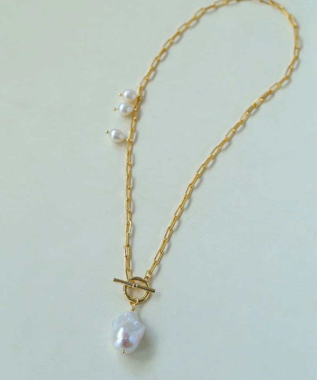 Natural Baroque Pearl Pendant Chain Necklace gembea jewelry