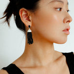 Black Agate Tassel Earrings