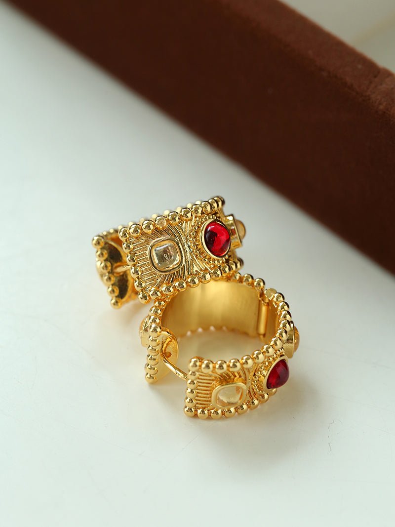 Tribal Totem Gemstone Gold Silver Hoop Earrings gembea jewelry