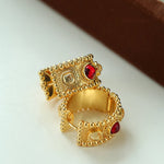 Tribal Totem Gemstone Gold Silver Hoop Earrings gembea jewelry