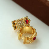 Tribal Totem Gemstone Gold Silver Hoop Earrings gembea jewelry
