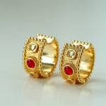 Tribal Totem Gemstone Gold Silver Hoop Earrings gembea jewelry
