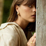 Tribal Totem Gemstone Gold Silver Hoop Earrings gembea jewelry