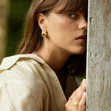 Tribal Totem Gemstone Gold Silver Hoop Earrings gembea jewelry