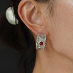 Tribal Totem Gemstone Gold Silver Hoop Earrings gembea jewelry