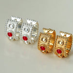 Tribal Totem Gemstone Gold Silver Hoop Earrings gembea jewelry