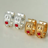 Tribal Totem Gemstone Gold Silver Hoop Earrings gembea jewelry