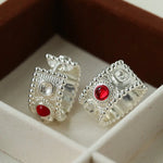 Tribal Totem Gemstone Gold Silver Hoop Earrings gembea jewelry